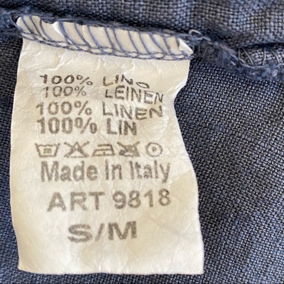 Made in Italy brand Blue Linen Button-Up Blouse - Picture 8 of 10